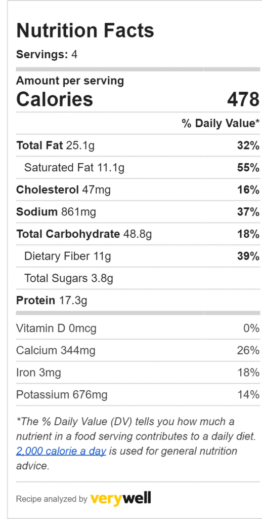 nutritional information for mexican tortilla pizza