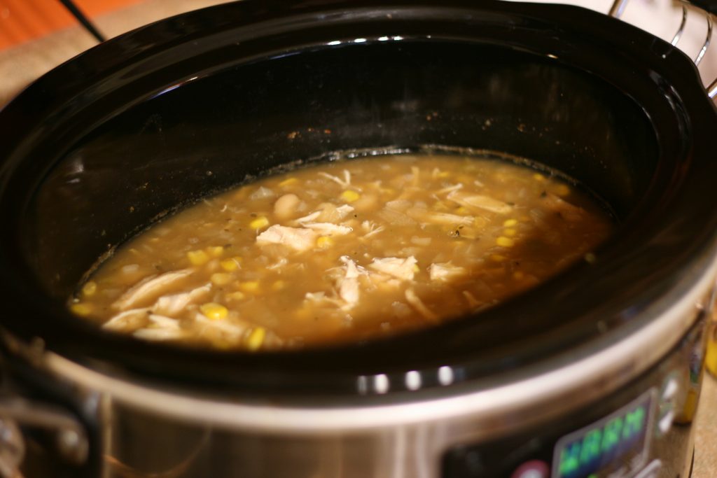 Slow cooker white chili in the slow cooker