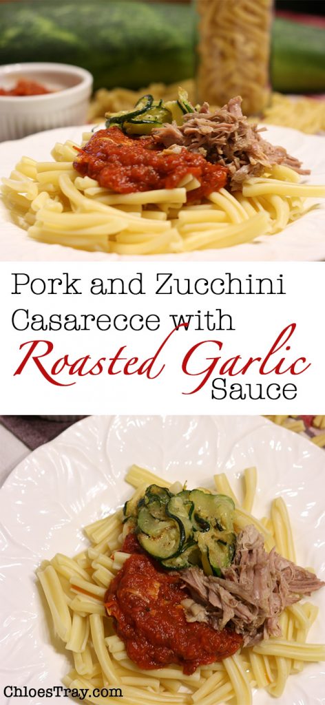 Zucchini pork and roasted garlic pasta sauce