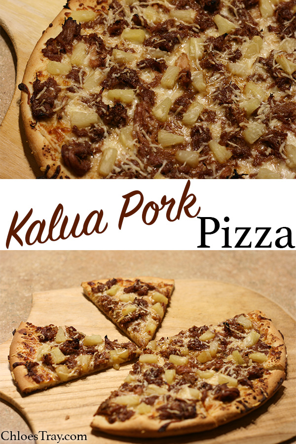 two pictures of kalua pork pizza