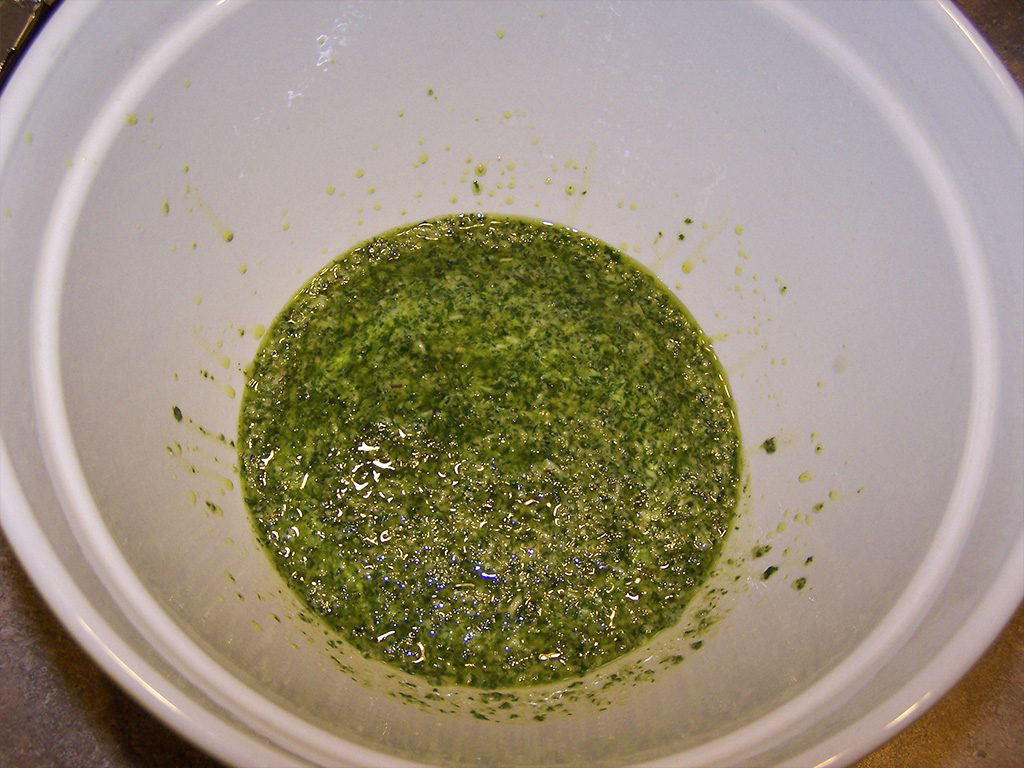 Pesto sauce in a large bowl