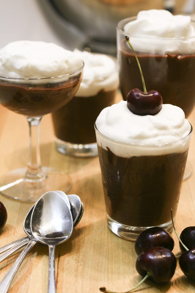 chocolate pudding in fancy glasses