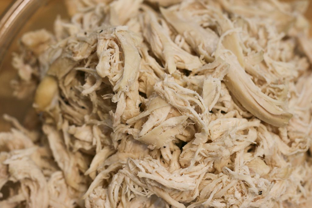 shredded chicken close up