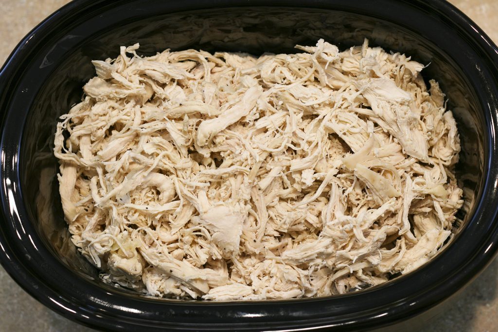 shredded chicken in the slow cooker