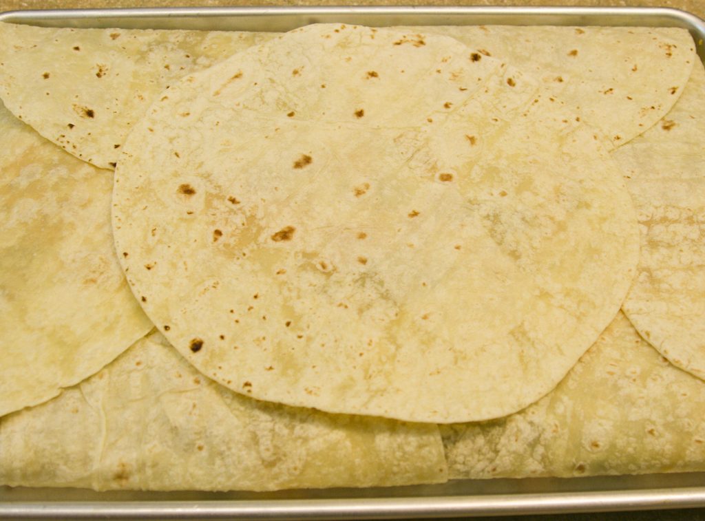 sheet pan quesadilla before baking